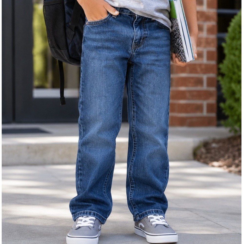 The Childrens Place Boys Blue Bootcut Jeans Medium Wash Size 12 Semi-Evase Denim